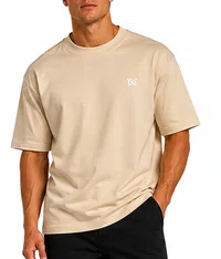 Camiseta Masculina Plano C Basic Manga Curta Estampada - Bege