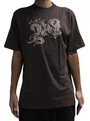 Camiseta Masculina Plano C Dragon Manga Curta Estampada - Marrom