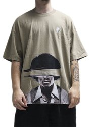 Camiseta Masculina Respect Jackson Frase DTF Oversized Manga Curta Estampada - Bege