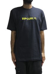 Camiseta Masculina Rip Curl New Icon Manga Curta Estampada - Preto