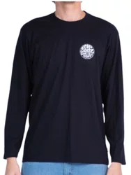 Camiseta Masculina Rip Curl Wettie Passage Icon Manga Longa Estampada - Preto