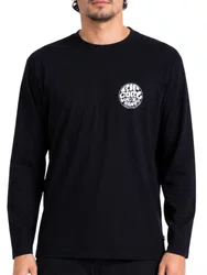 Camiseta Masculina Rip Curl Wettie Passage Icon Manga Longa Estampada - Preto