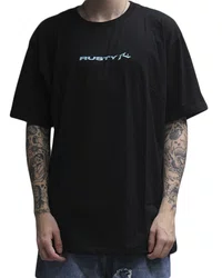 Camiseta Masculina Rusty Big Stick Manga Curta Estampada - Preto
