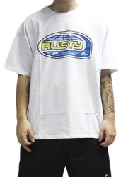 Camiseta Masculina Rusty Outta Here Manga Curta Estampada - Branco
