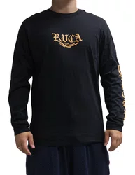 Camiseta Masculina Rvca Retract Manga Longa Estampada - Preto