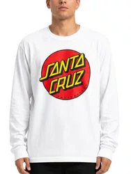Camiseta Masculina Santa Cruz Classic Dot Manga Longa Estampada - Branco