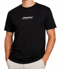 Camiseta Masculina Santa Cruz Flame Dot Manga Curta Estampada - Preto