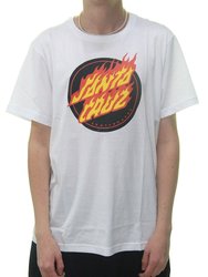 Camiseta Masculina Santa Cruz Flaming Dot Manga Curta Estampada - Branco