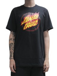 Camiseta Masculina Santa Cruz Flaming Dot Manga Curta Estampada - Preto