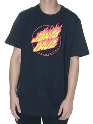 Camiseta Masculina Santa Cruz Flaming Manga Curta Estampado - Preto