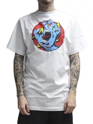 Camiseta Masculina Santa Cruz Hand Dot Manga Curta Estampada - Branco