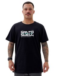 Camiseta Masculina Santo Swell Fit Culture Manga Curta Estampada - Preto