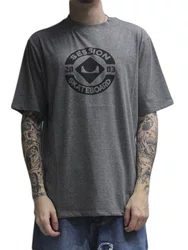 Camiseta Masculina Session Logo Skate 2003 Manga Curta Estampada - Chumbo Mesclado