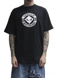 Camiseta Masculina Session Logo Skate 2003 Manga Curta Estampada - Preto