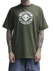 Camiseta Masculina Session Logo Skate 2003 Manga Curta Estampada - Verde