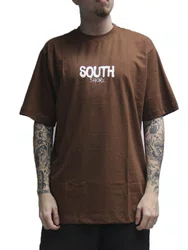 Camiseta Masculina South Shore Box Manga Curta Estampada - Marrom