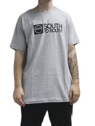 Camiseta Masculina South To South Nice Manga Curta Estampada - Cinza/Mescla