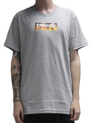 Camiseta Masculina Thrasher Blaze Manga Curta Estampada - Cinza/Mescla