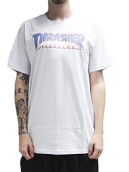 Camiseta Masculina Thrasher Outlined Manga Curta Estampada - Branco