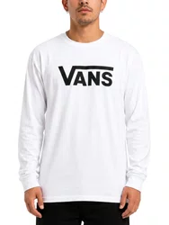 Camiseta Masculina Vans Classic Manga Longa Estampada - Branco