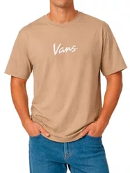 Camiseta Masculina Vans Classic Script Manga Curta Estampada - Marrom