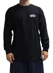Camiseta Masculina Vans Double Standard Manga Longa Estampada - Preto
