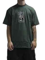Camiseta Masculina Volcom Comfort Stoneface Manga Curta Estampada - Verde