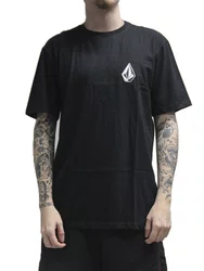 Camiseta Masculina Volcom Iconic Manga Curta Estampada - Preto