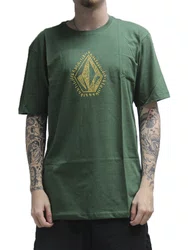 Camiseta Masculina Volcom Oxide Manga Curta Estampada - Verde Escuro