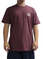 Camiseta Masculina Volcom Silk Circle Stone Manga Curta Estampada - Bordo