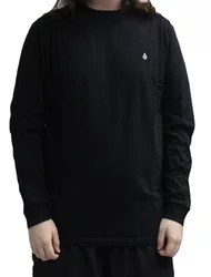 Camiseta Masculina Volcom Stone Blanks Manga Longa Estampada - Preto