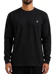 Camiseta Masculina Volcom Stone Blanks Manga Longa Estampada - Preto