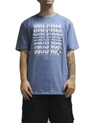 Camiseta Masculina Volcom Thru Manga Curta Estampada - Azul