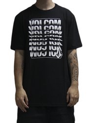 Camiseta Masculina Volcom Thru Manga Curta Estampada - Preto