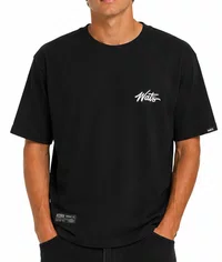 Camiseta Masculina Wats Chaveiro Manga Curta Estampada - preto
