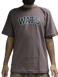Camiseta Masculina Wats Colegial Manga Curta Estampada - Marrom