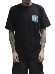 Camiseta Masculina Wats Summer Manga Curta Estampada - Preto