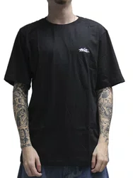 Camiseta Masculina Wats Tag Boton Manga Curta Estampada - Preto
