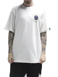 Camiseta Masculino Baw Regular Steps Baw X Smiley Manga Curta Estampada - Off White
