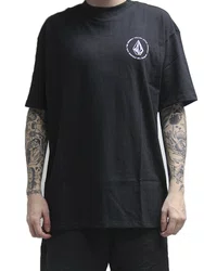 Camiseta Masculino Volcom Comfort Classics Manga Curta Estapada - Preto 