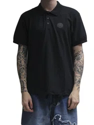 Camiseta Polo Masculina RC Wettie Manga Curta Estampada - Preto