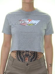 Cropped Feminino Santa Cruz Strange Oval Strip Manga Curta Estampada - Cinza/Mescla