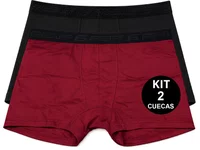 Cueca Boxer Freesurf Diver Kit 2 - Bordo/Preto