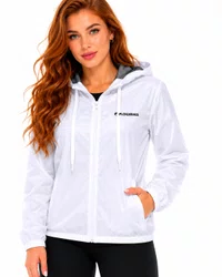 Jaqueta Feminina Flo Waves Icon Manga Longa Quebra Vento - Branco