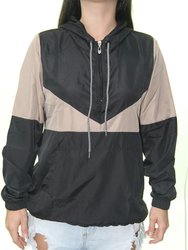 Jaqueta Feminina Volcom Wind Stoned Manga Longa com Capuz - Preto/Marrom