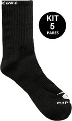 Kit Meia Rip Curl Brand Crew 5 Pares - Preto