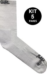 Kit Meia Rip Curl Corp Crew Sock Cano Médio 5 Pares - Branco