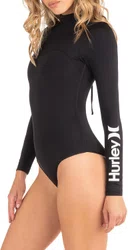 Lycra Maiô Feminino Hurley Body de peça única Oao com zíper nas costas - Preto