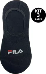 Meia Fila Cano Invisível Kit/3 Pares Feminino 34-38 Sapatilha - Preto