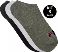Meia Fila Cano Invisível Kit/3 Pares Mistas 39-43 Masculino - Preto/Mescla/Branco
